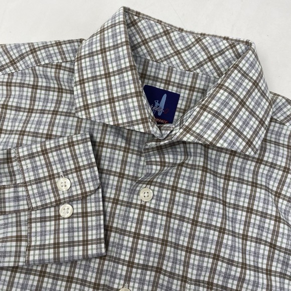 johnnie-O Other - Johnnie-O Prep-Performance Shirt Mens Small Brown Grey Plaid Stretch Button Down